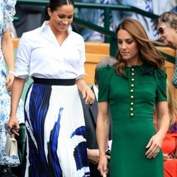 Kate Middleton y Meghan Markle a su llegada a la final de Wimbledon 2019