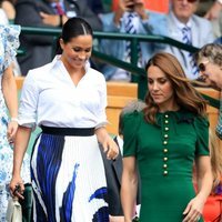 Kate Middleton y Meghan Markle a su llegada a la final de Wimbledon 2019