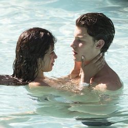 Shawn Mendes y Camila Cabello mirándose con amor en la piscina en Miami