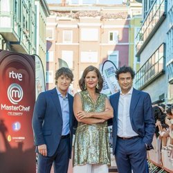 Jordi Cruz, Samantha Vallejo-Nágera y Pepe Rodríguez en la presentación de 'MasterChef' en el FestVal 2019