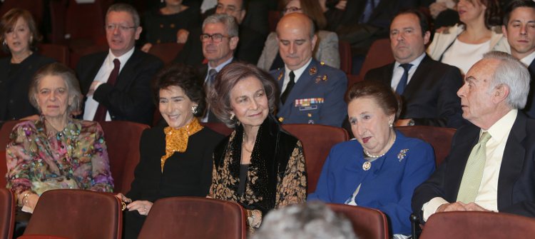 La Princesa Irene, Paloma O'Shea, la Reina Sofía y los Duques de Soria en un concierto de la Escuela Superior de Música Reina Sofía
