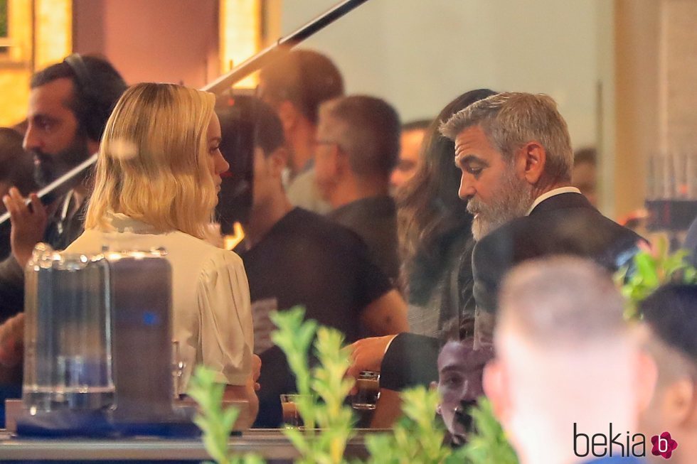 George Clooney y Brie Larson rodando un anuncio en Madrid