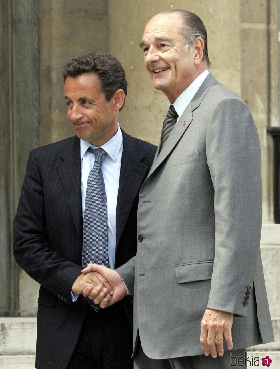 Jacques Chirac cuando le pasó el testigo de la Presidencia de Francia a Nicolas Sarkozy