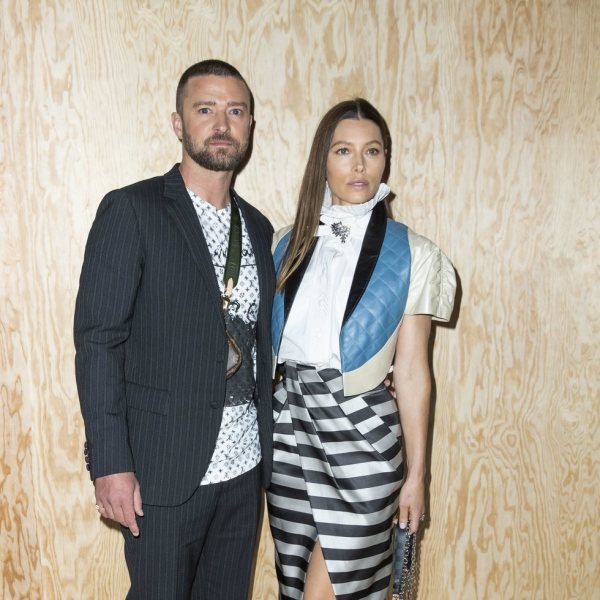 Justin Timberlake y Jessica Biel en el desfile de Louis Vuitton