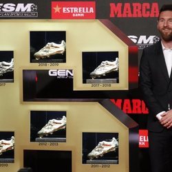 Leo Messi con sus seis botas en la entrega de la Bota de Oro 2019