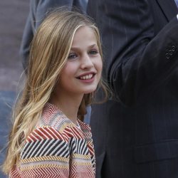 La Princesa Leonor a su llegada durante su primera visita oficial a Oviedo con motivo de los actos de los Premios Princesa de Asturias 2019