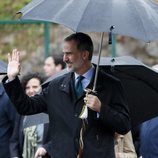 El Rey Felipe VI saludando a su llegada a Asiegu, Pueblo Ejemplar 2019