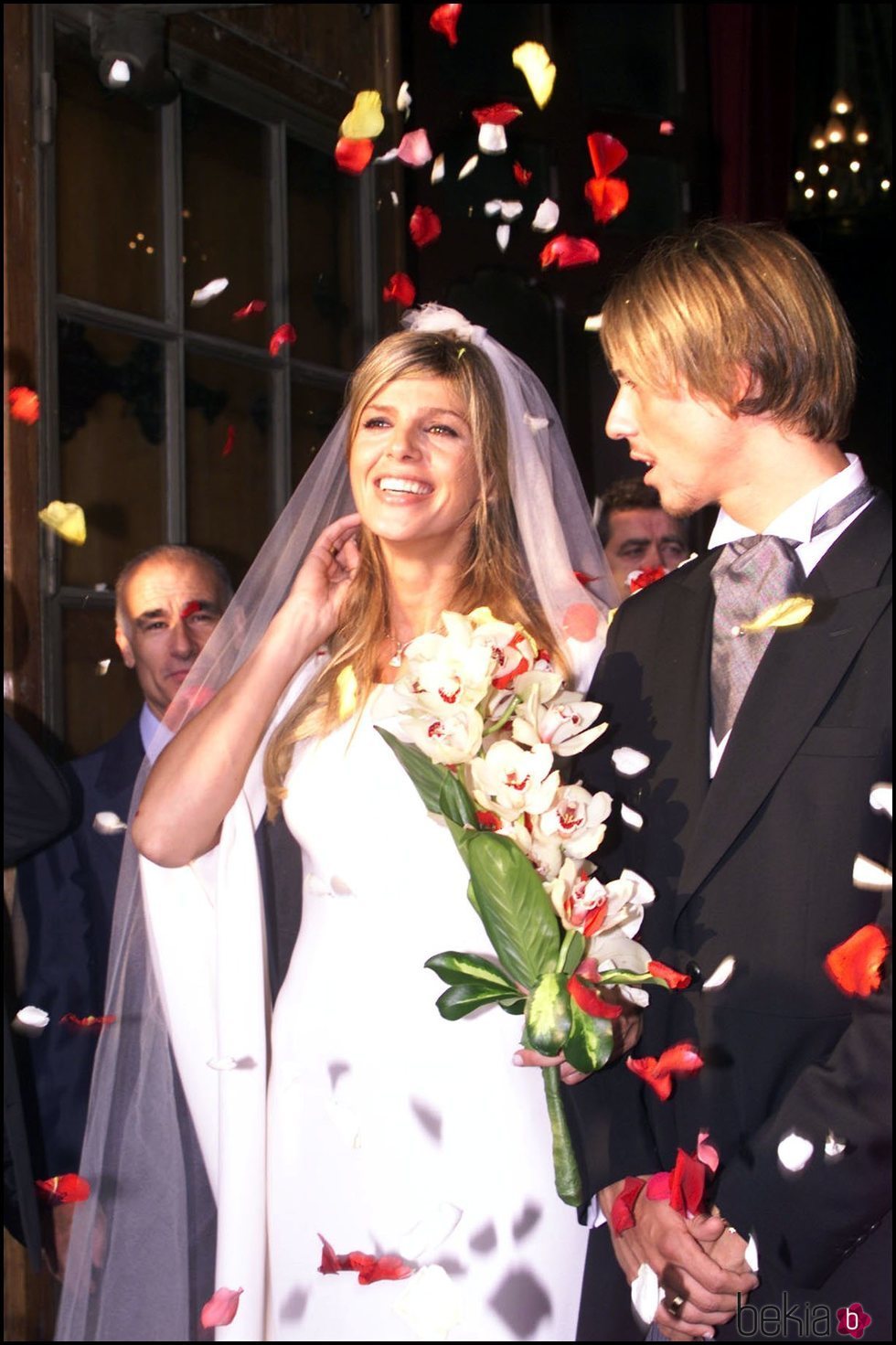 Arancha de Benito y Guti en su boda en 1999