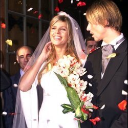 Arancha de Benito y Guti en su boda en 1999