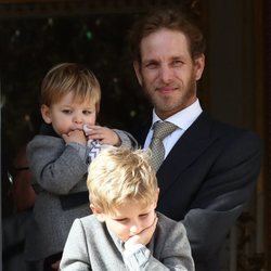 Andrea Casiraghi y sus hijos Sasha y Max en el Día Nacional de Mónaco 2019