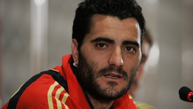 Dani Güiza durante una rueda de prensa de la Selección Española