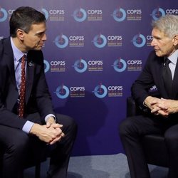 Harrinson Ford y Pedro Sánchez en la Cumbre del Clima de Madrid 2019