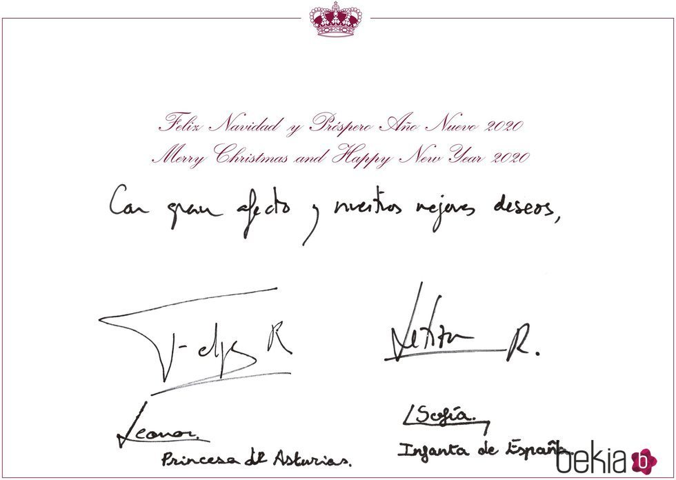 La postal de Navidad 2019 de los Reyes Felipe y Letizia, la Princesa Leonor y la Infanta Sofía