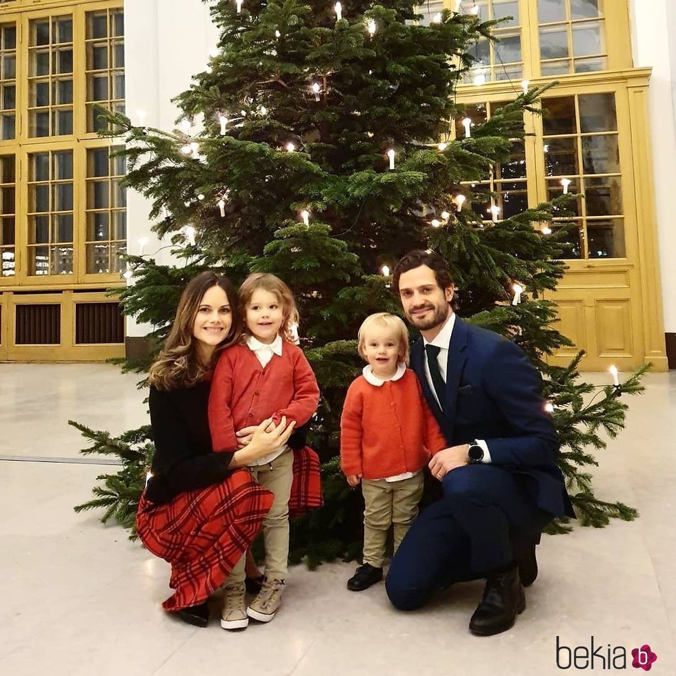 Felicitación navideña de Carlos Felipe de Suecia junto a su mujer, Sofía, y sus hijos Alejandro y Gabriel