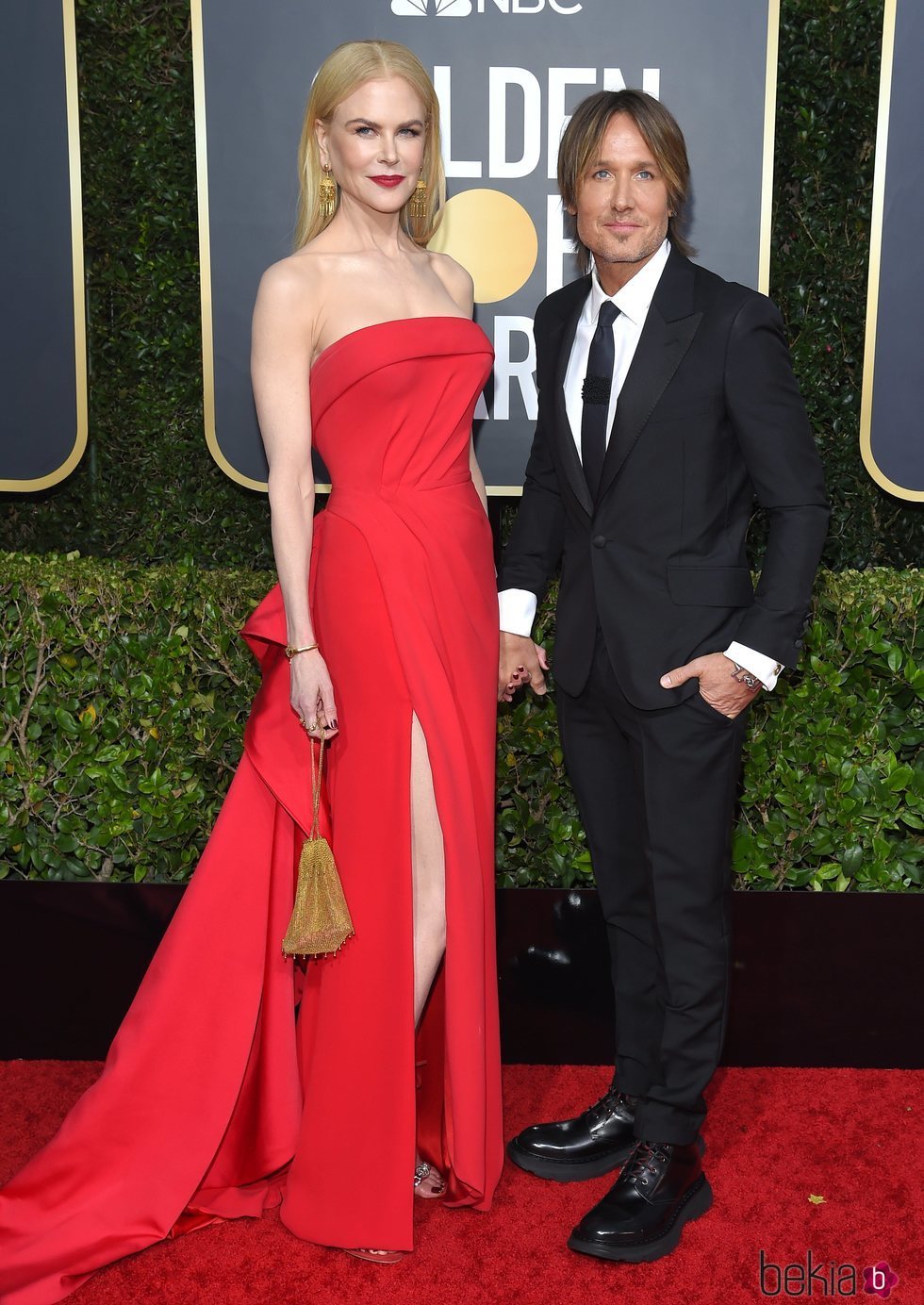 Nicole Kidman y Keith Urban en la alfombra roja de los Globos de Oro 2020