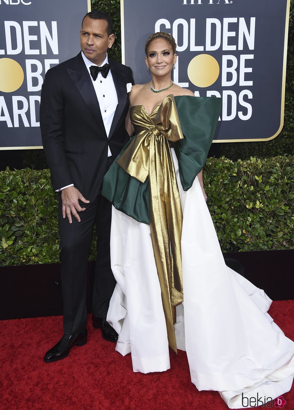 Jennifer Lopez y Alex Rodriguez en la alfombra roja de los Globos de Oro 2020