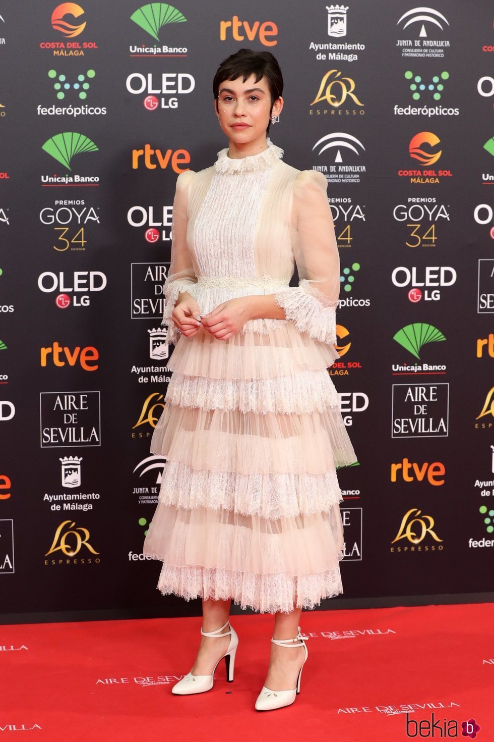 Greta Fernández en la alfombra roja de los Goya 2020