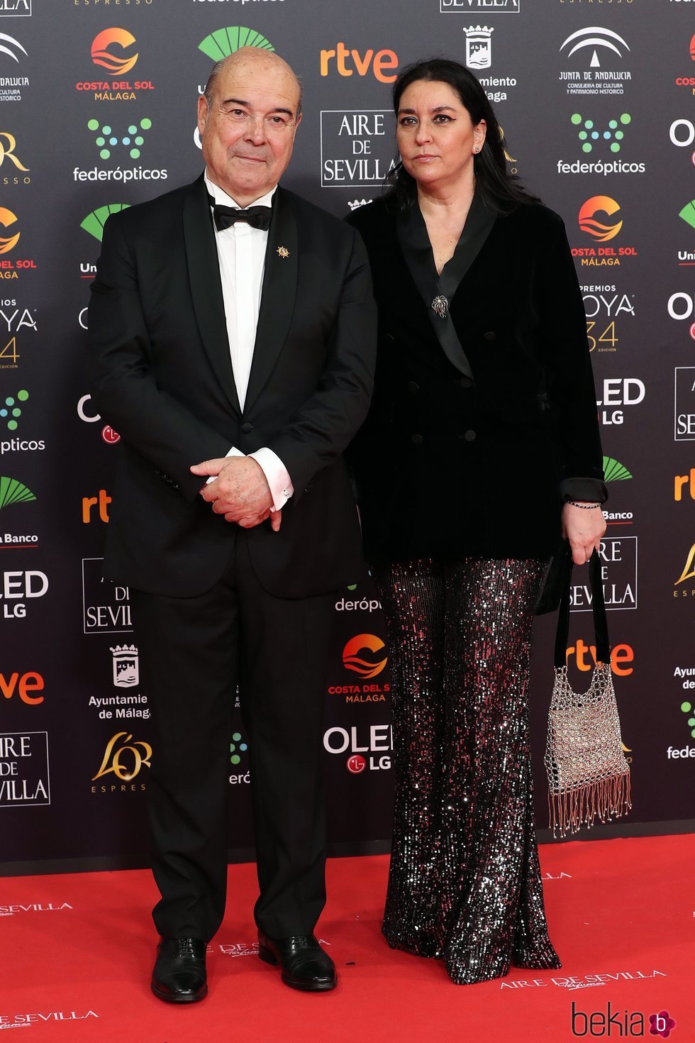 Antonio Resines y Ana Pérez Lorente en la alfombra roja de los Goya 2020