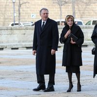 La Baronesa Thyssen con José María Michavilla en el funeral de la Infanta Pilar en El Escorial