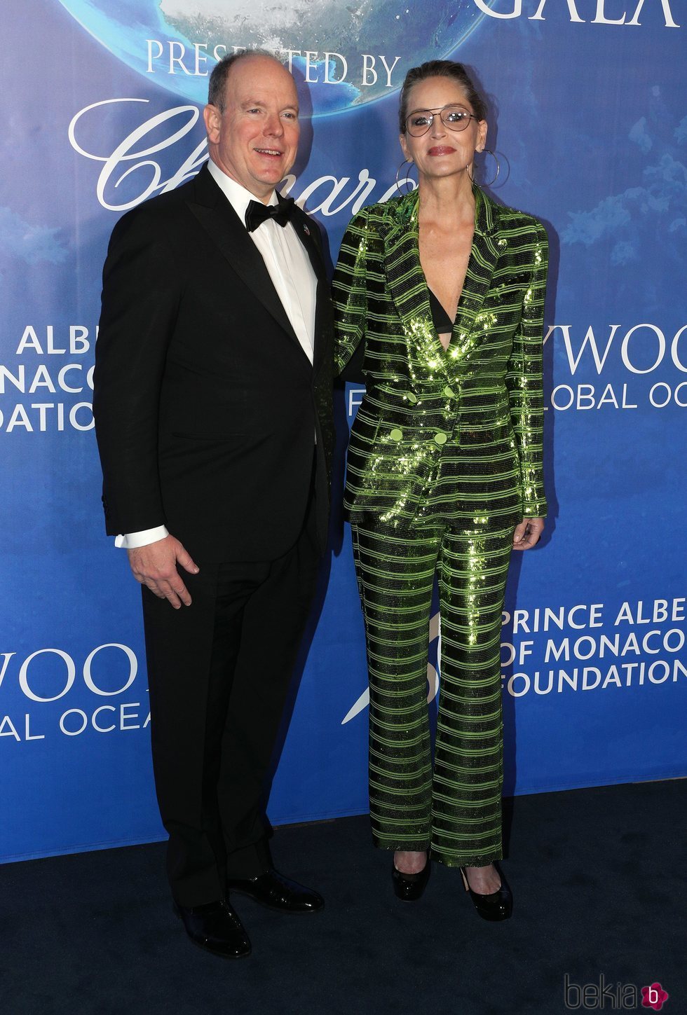 Alberto de Mónaco y Sharon Stone en la Global Ocean Gala 2020