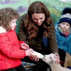 Kate Middleton da el biberón a una oveja en una granja en Irlanda del Norte