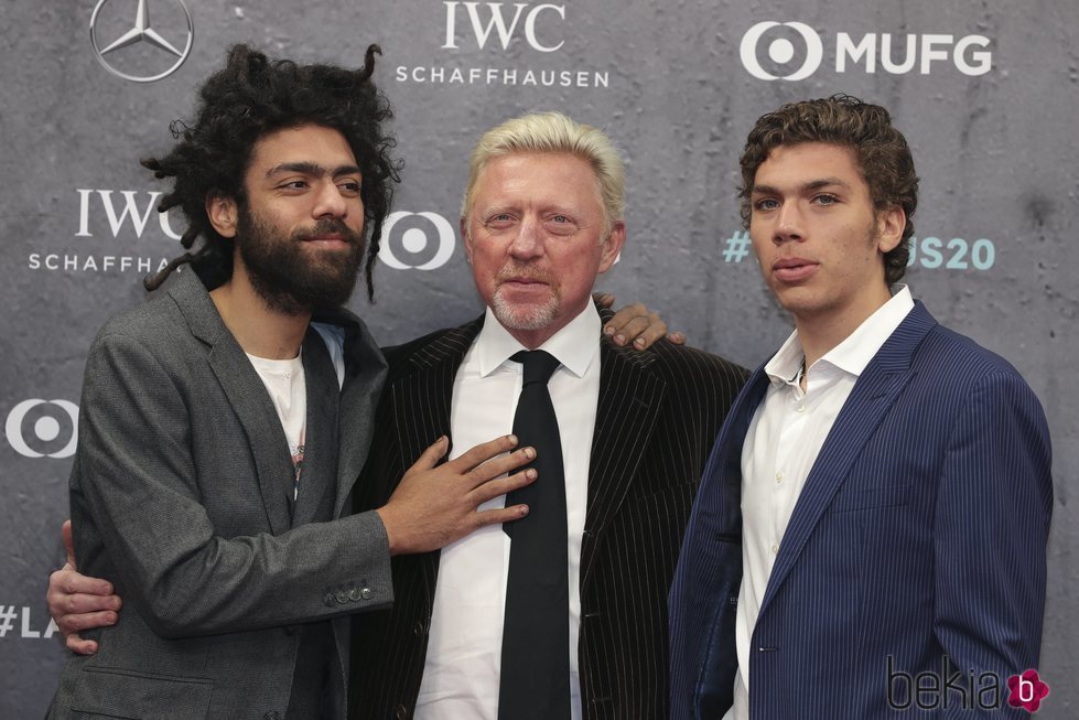 Boris Becker con sus hijos en los Premios Laureus 2020
