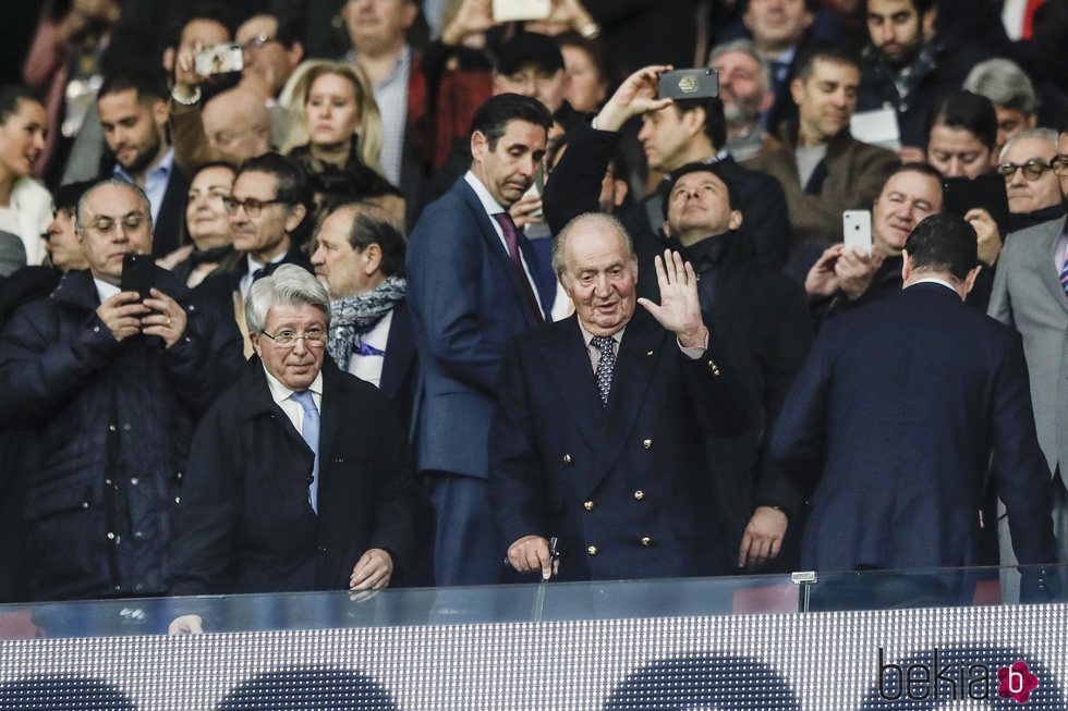 El Rey Juan Carlos en el partido Atlético de Madrid-Liverpool de la Champions 2020