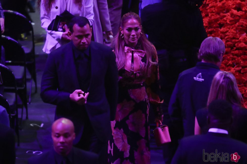 Jennifer Lopez y Alex Rodriguez en el funeral de Kobe Bryant en el Staples Center de Los Ángeles