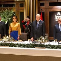 Abdalá y Rania de Jordania con Harald y Sonia de Noruega en la cena de gala por la Visita de Estado de los Reyes de Noruega a Jordania