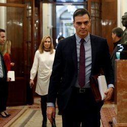 Pedro Sánchez llegando al Congreso de los Diputados tras decretar el estado de alarma