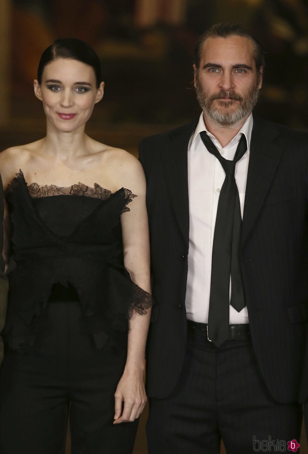 Joaquin Phoenix y Rooney Mara en una proyección de 'María Magdalena'