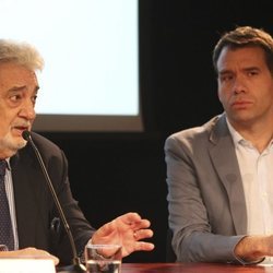 Plácido Domingo y Rubén Amón durante unos cursos de verano en el Teatro Real en 2016