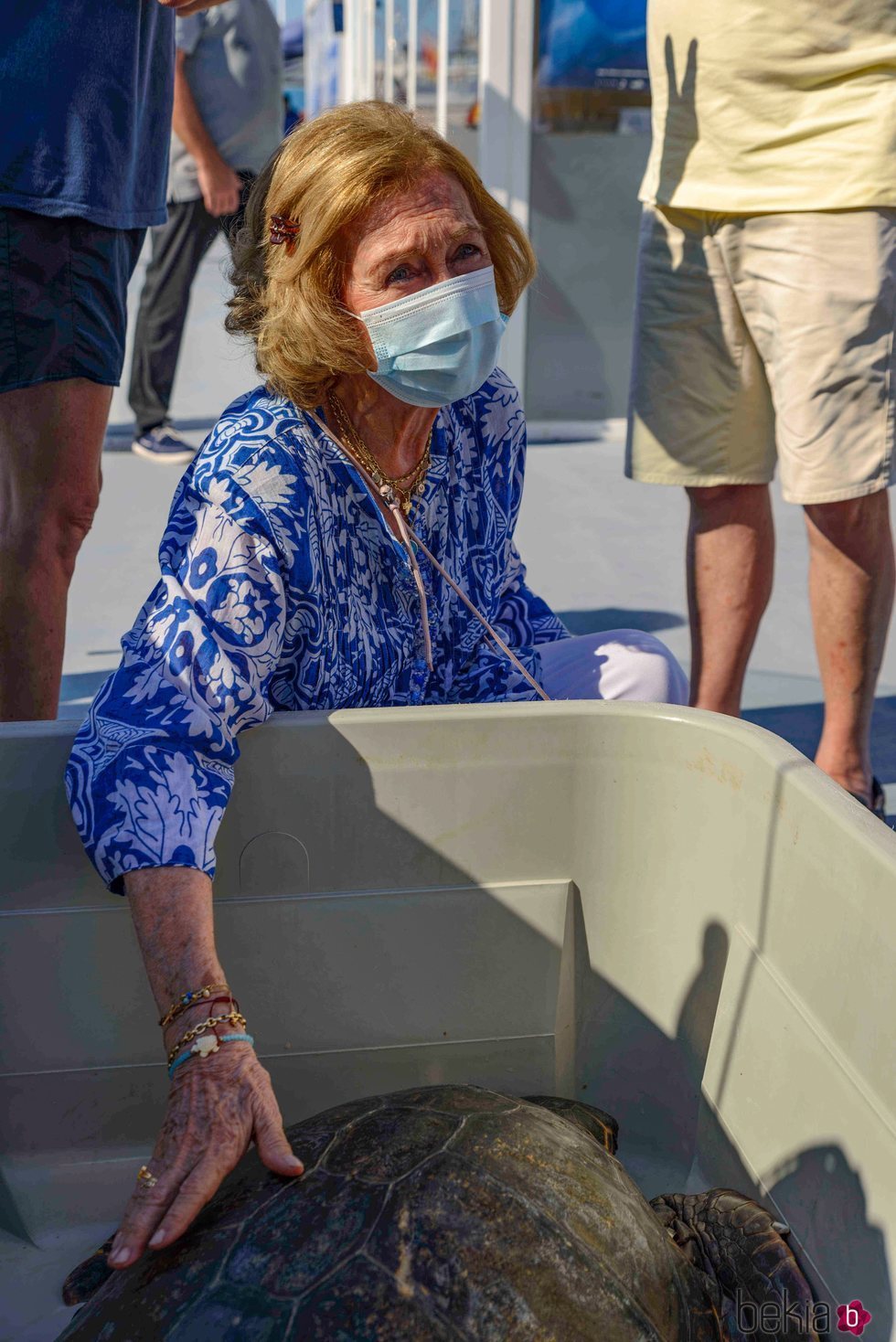 La Reina Sofía con la tortuga Hipatia en Mallorca