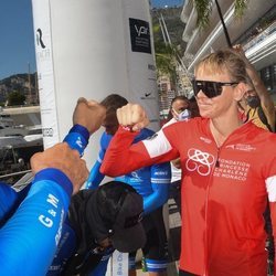 Charlene de Mónaco participa en el evento The Crossing: Calvi-Monaco Water Bike Challenge