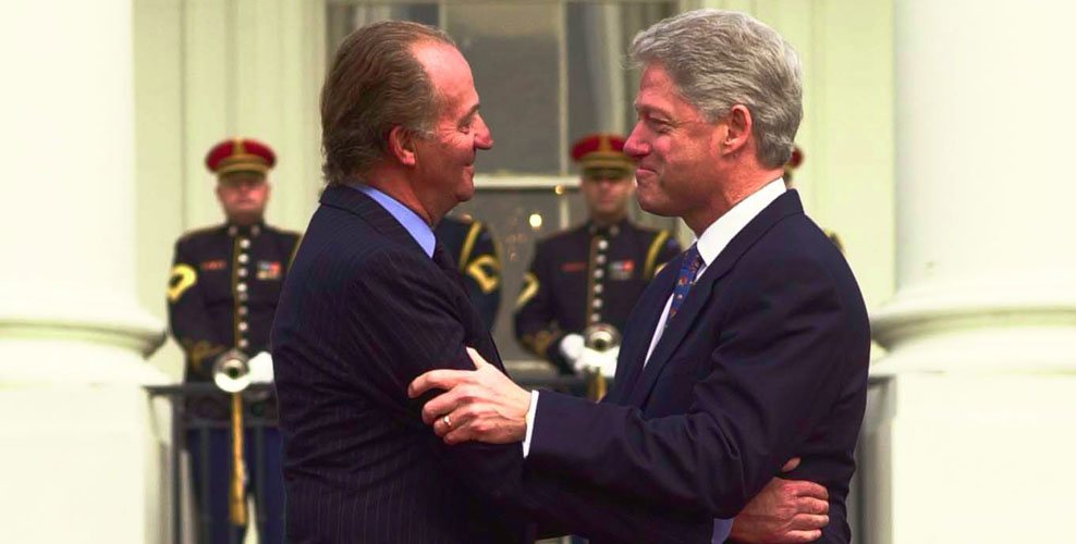 El Rey Juan Carlos y Bill Clinton en la Casa Blanca
