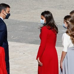 Pedro Sánchez, la Reina Letizia, la Princesa Leonor y la Infanta Sofía en el Día de la Hispanidad 2020