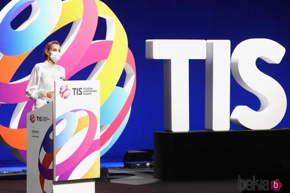 La Reina Letizia durante su discurso en la inauguración del Tourism Innovation Summit en Sevilla