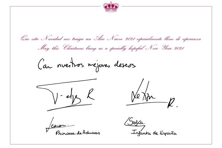 Felicitación navideña 2020 de los Reyes Felipe y Letizia, la Princesa Leonor y la Infanta Sofía