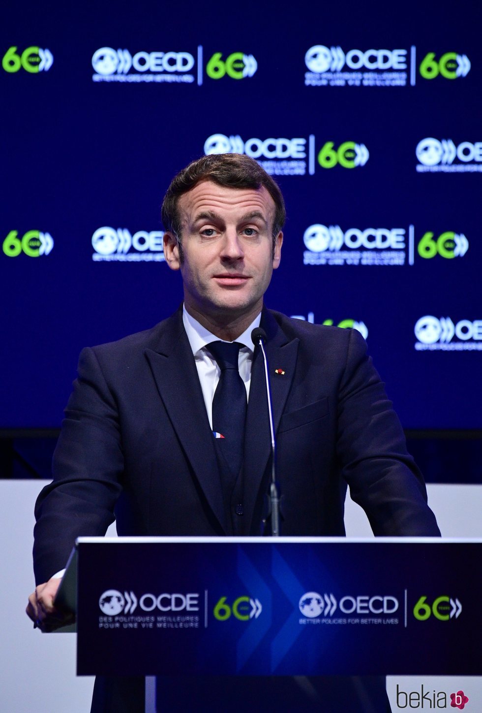 Emmanuel Macron en un acto público antes de su positivo en coronavirus