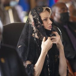 Charlene de Mónaco en el funeral del Rey Goodwill Zwelithini en Sudáfrica