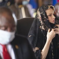 Charlene de Mónaco en el funeral del Rey Goodwill Zwelithini en Sudáfrica