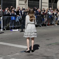 La Princesa Leonor saludando a la ciudadanía en su primer acto oficial en solitario