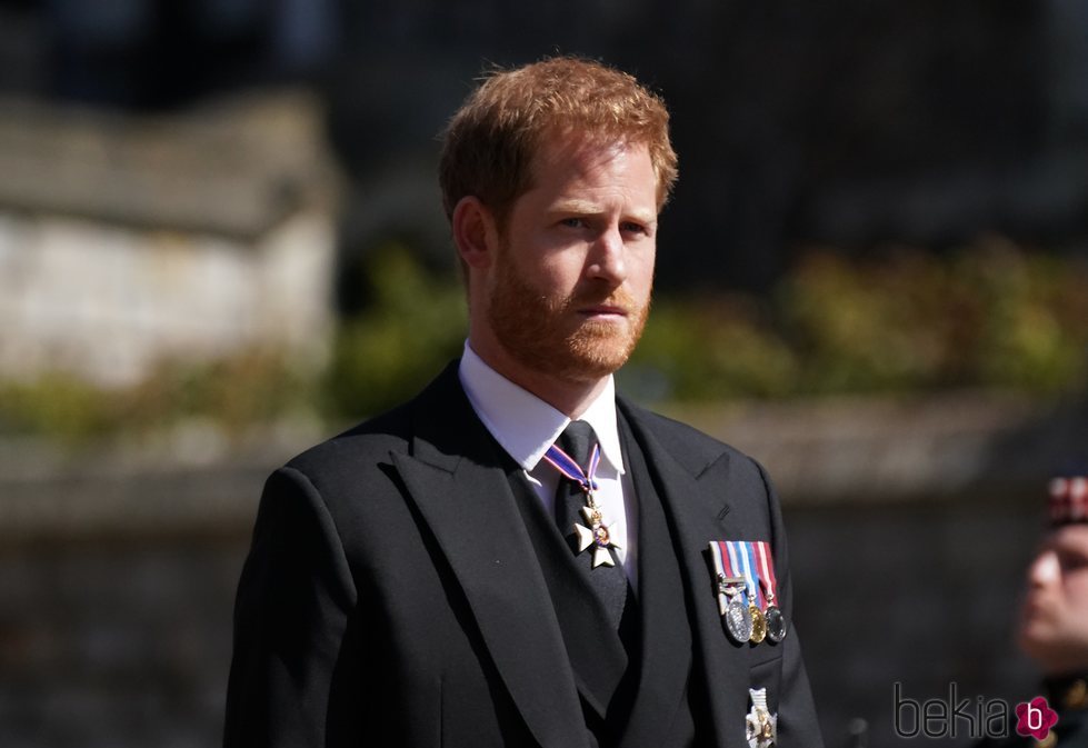 El Príncipe Harry en el funeral del Duque de Edimburgo