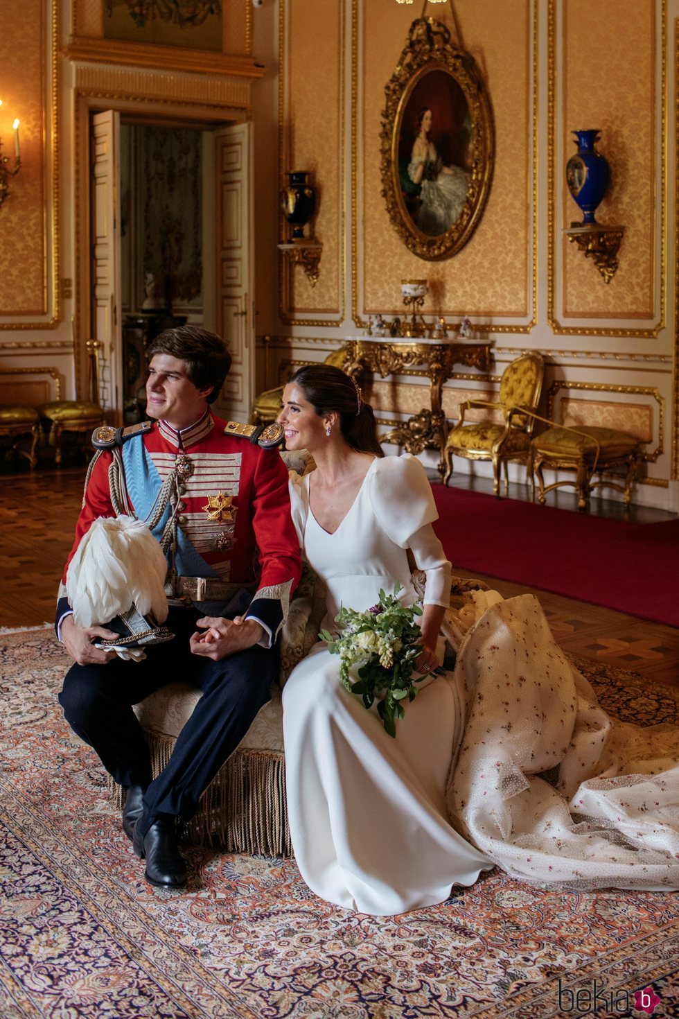 Carlos Fitz-James Stuart y Belén Corsini en su boda en el Palacio de Liria