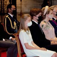 Felipe y Matilde de Bélgica con sus cuatro hijos en el Te Deum por el Día Nacional de Bélgica 2021