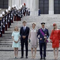 Felipe y Matilde de Bélgica con sus hijos Isabel, Gabriel, Emmanuel y Leonor de Bélgica en el Día Nacional de Bélgica 2021
