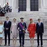 Felipe y Matilde de Bélgica con sus hijos Isabel, Gabriel, Emmanuel y Leonor de Bélgica en el Día Nacional de Bélgica 2021