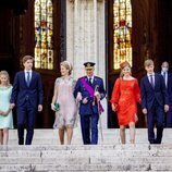 Los Reyes Felipe y Matilde de Bélgica y sus hijos Isabel, Gabriel, Emmanuel y Leonor de Bélgica en el Día Nacional de Bélgica 2021