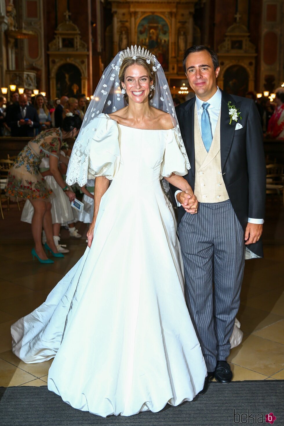 María Anunciata de Liechtenstein y Emanuele Musini el día en su boda