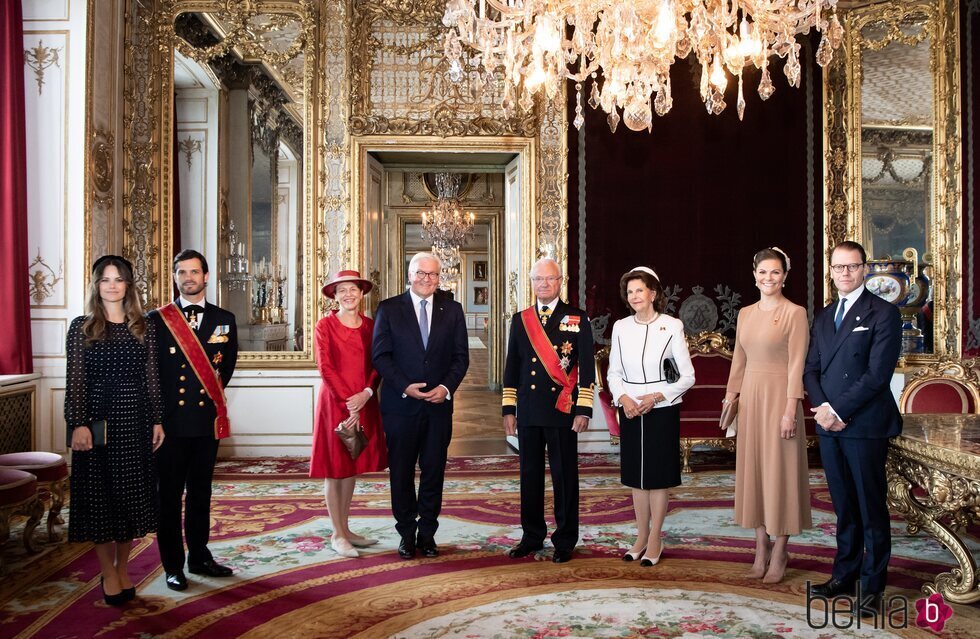 Carlos Gustavo y Silvia de Suecia, Victoria y Daniel de Suecia y Carlos Felipe y Sofia de Suecia con el Presidente de Alemania y su esposa en Estocolmo